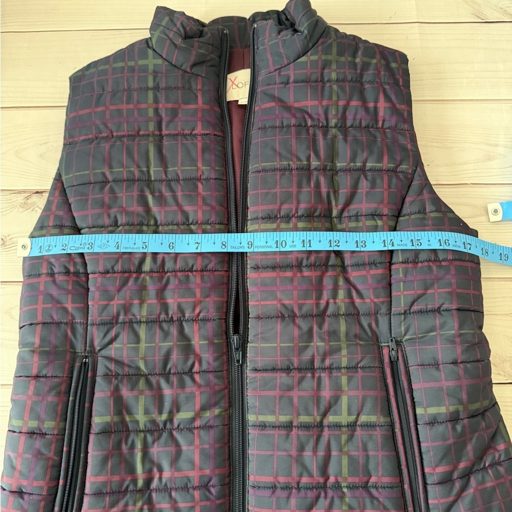 Ann Taylor LOFT Plaid Puffer Vest Small Quilted Zip Up Fall Winter Size Small - Picture 5 of 6